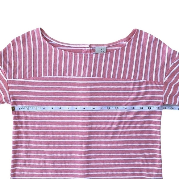 A New Day Casual Textured Stripe Pink Button Bell Sleeve Blouse Size Medium - Picture 11 of 15